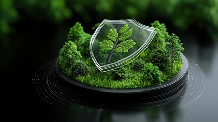 Poster - A tree is growing inside a glass shield