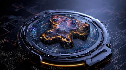 Aufkleber - A computer generated image of a planet with a large city in the middle