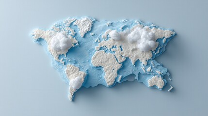 Poster - A map of the world with clouds on it