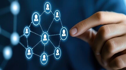 Poster - connecting through touch, exploring the social network on a touch screen device person