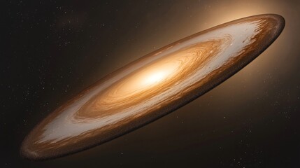 Wall Mural - Disc-shaped celestial object, glowing center with concentric ring patterns on dark background