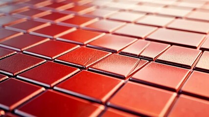 Poster - Abstract red metallic square mosaic, futuristic design with shiny reflections