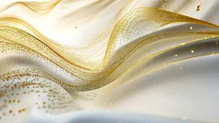 Poster - Elegant white fabric animation with gold waves, for luxury or celebration events