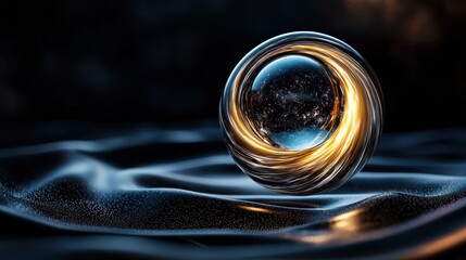 Aufkleber - A large, glowing sphere is floating on the surface of a dark blue body of water