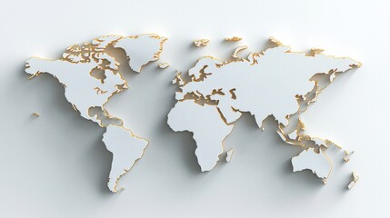 Poster - A white world map with a brown border