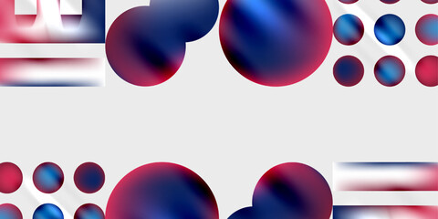 Fototapete - Abstract composition. Red, blue spheres, gradients. Minimalist design. Clean background. Modern aesthetic. Simple shapes. Vibrant colors. Geometric pattern.