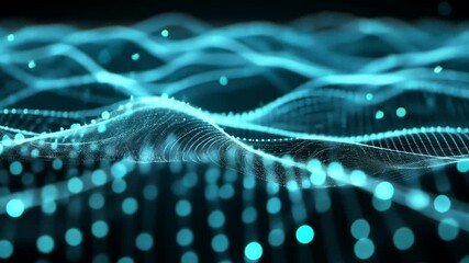 Leinwandbilder - Futuristic data stream visualization with flowing digital particles and grid waves
