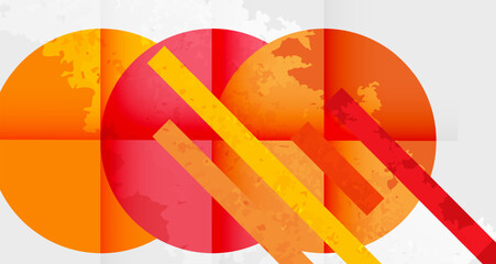 Aufkleber - Abstract design. Overlapping circles, orange, red, yellow hues. Textured surface, dynamic composition. Modern graphic element. Bright, vibrant colors.