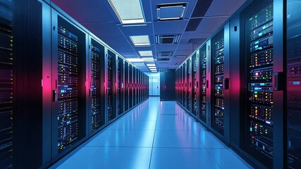Poster - Illuminated Data Center Server Room: A Vision of Modern Computing Infrastructure