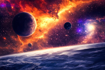 Wall Mural - Colorful Outer Space with Planets