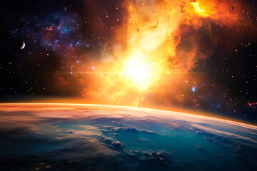 Wall Mural - Earth from Space with Glowing Star