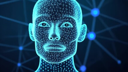 Poster - Futuristic technology digital virtual human head for ai, innovation and science