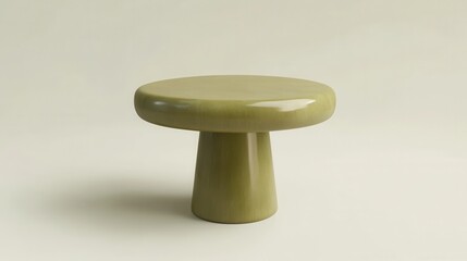 Poster - Stylish olive green ceramic side table against a neutral backdrop showcasing minimalist design and smooth texture for modern interior decor