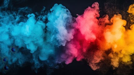 Poster - A mesmerizing display of colorful smoke artfully swirling and blending against a dark background creating a captivating visual experience