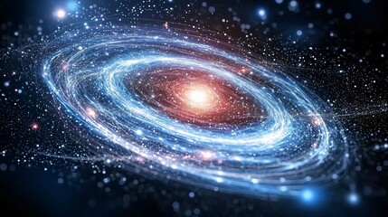 Wall Mural - Galaxy Image A swirling spiral galaxy with a bright center, showing cosmic dust and stars