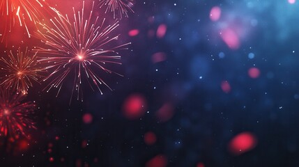 Poster - Festive Celebration with Sparkling Fireworks Display Against a Dark Blue Night Sky Backdrop Capturing Joy and Excitement