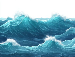 Poster - Dynamic ocean waves create a serene and captivating seascape with turquoise hues and white foam under bright light