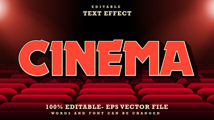 Fototapete - 3d Word Cinema Editable Text Effect Design, Effect Saved In Graphic Style