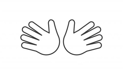 Poster - Animated cheer line icon. Welcome gesture animation. Moving out hands, waving. Shaking fingers. Greeting, celebration. Outline element on white background. HD video with alpha channel