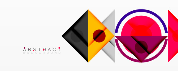 Aufkleber - Abstract geometric shapes. Vibrant colors, including red, purple, black, orange. Modern design, clean lines, artistic composition. Minimalist style.