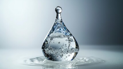 Fototapete - Captivating water droplet formation studio photography minimalistic close-up natural beauty concept