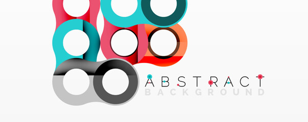 Poster - Colorful circles overlap creating abstract design. Modern shapes, vibrant hues, simple geometry, clean aesthetic. Perfect for backgrounds, presentations, branding.