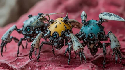 Aufkleber - Innovative robotic creatures futuristic laboratory digital art sci-fi environment close up view technology concept