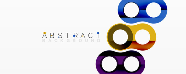 Poster - Abstract design features colorful rings. Overlapping shapes create dynamic composition. Modern aesthetic, vibrant hues, simple geometry.
