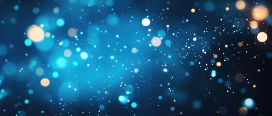 Poster - Abstract blue and gold bokeh background with sparkling light effect for festive celebration or dreamy atmosphere perfect for digital design and artistic projects