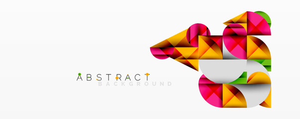 Aufkleber - Bright geometric shapes form abstract design. Vibrant colors create modern visual experience. White space provides contrast, enhancing overall composition.