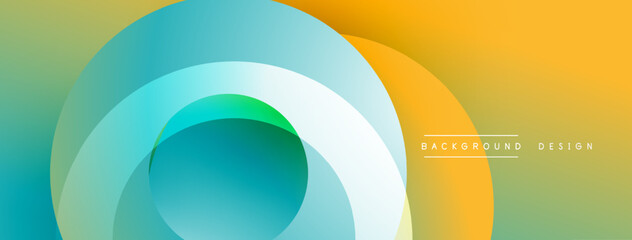 Leinwandbilder - Abstract colorful circles overlap creating dynamic visual effect. Smooth gradients blend turquoise, green, orange, yellow. Modern design element.