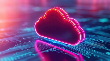 Poster - Cloud server intelligent innovation for managing systems concept. Futuristic cloud icon on a digital circuit background.