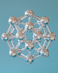 Poster - abstract silver molecular structure on light blue background representing science innovation and tec