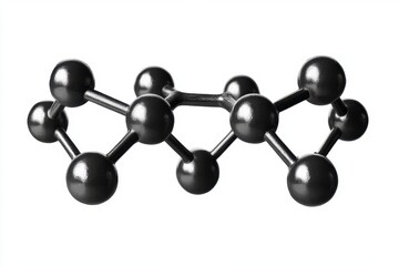 Poster - Molecular structure model with black spheres and rods on a white background showcasing scientific concept and chemical bond
