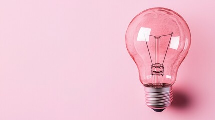 Poster - Innovative light bulb illuminating ideas on a soft pink background symbolizing creativity and inspiration in design