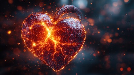 Poster - Creative 3d heart shaped object showcasing emotional resonance and connection in a modern abstract artistic design