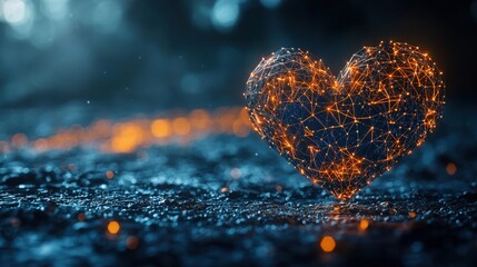 Poster - Artistic 3d heart formed by intricate lines symbolizing love and connection in a modern and abstract visual representation