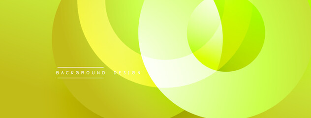 Leinwandbilder - Bright green, yellow overlapping circles create abstract background. Smooth gradients, modern design, simple shapes, vibrant colors, clean aesthetic.