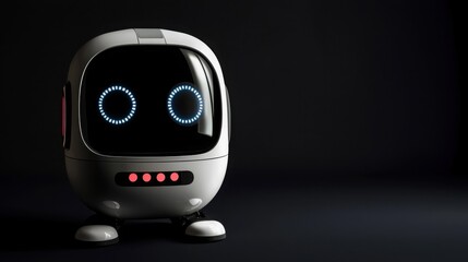 Poster - Striking robot with glowing eyes illuminating its face in a 3d chatbot design for futuristic interactions