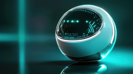 Poster - Classic clock on a table featuring elegant design and 3d chatbot orb with signal dots for modern settings