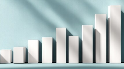 Poster - Informative bar chart with shadow effects on a wall illustrating data trends and performance metrics in 3d