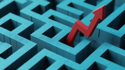 Poster - Intriguing red arrow navigating through a complex maze symbolizing strategic pathways and kpi tracking journey