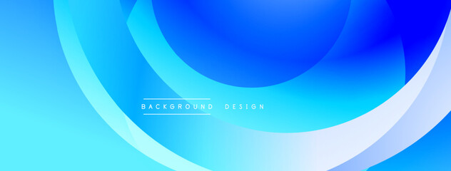 Leinwandbilder - Blue gradient background with curved lines. Smooth shapes create modern design. Light blue, vibrant tones, simple aesthetic.