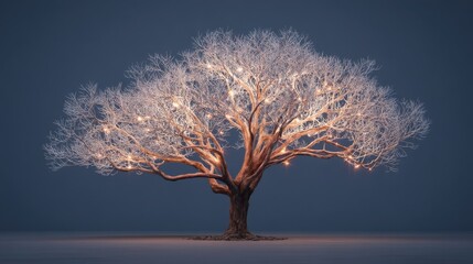 Aufkleber - Tree decorated with glowing lights creating a magical and enchanting scene perfect for celebrations and outdoor events