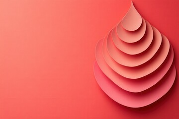 Poster - Artistic coral paper layers forming abstract shape on textured background for creative design projects