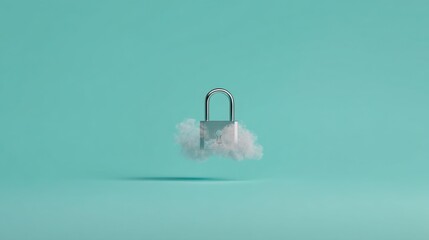 Poster - Secure cloud finance hub featuring a smart lock with cloud elements representing digital security and innovation