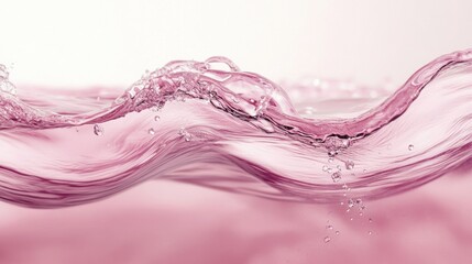 Poster - Ethereal rose water wave with delicate bubbles against soft light backdrop creating a serene and refreshing visual