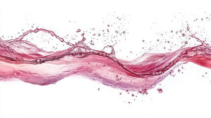 Poster - Dynamic wave of vibrant pink liquid splashing against a clean white backdrop creating a refreshing and energetic visual with a modern aesthetic