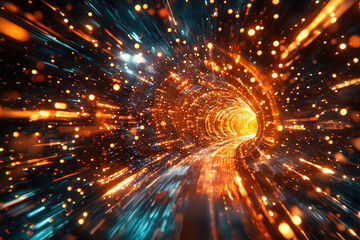 Poster - A vibrant, swirling tunnel of light and energy, radiating warmth and speed.