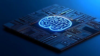 Poster - ai efficiency at work, ultra-fast computing processors with glowing neural connections, high-perform